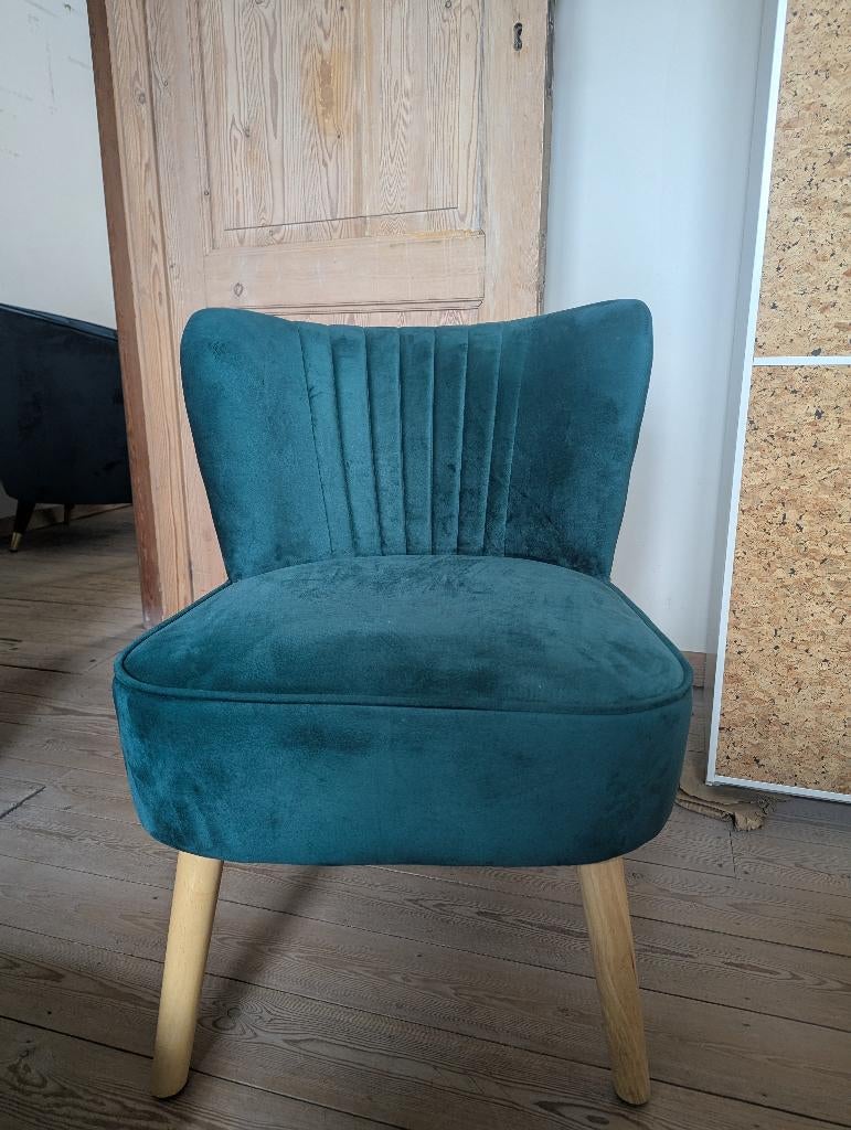 Fluwelen stoel, Ophalen, Zo goed als nieuw, Blauw, Eén