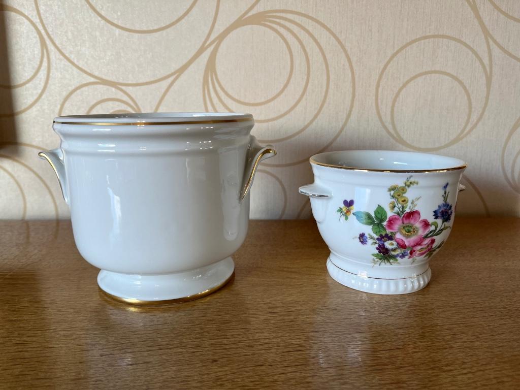 Porseleinen bloempotten + vaas, Ophalen of Verzenden