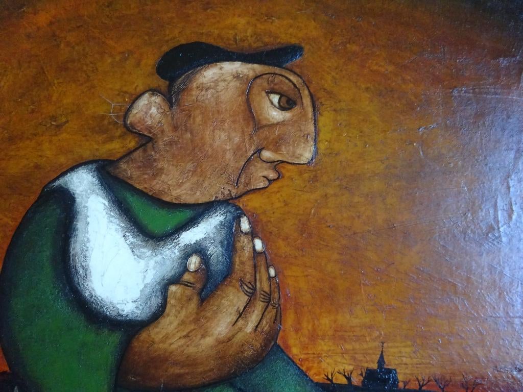 Michel Provost, olie op doek, 90 x 70 cm, De Zaaier 1976, Antiek en Kunst, Ophalen