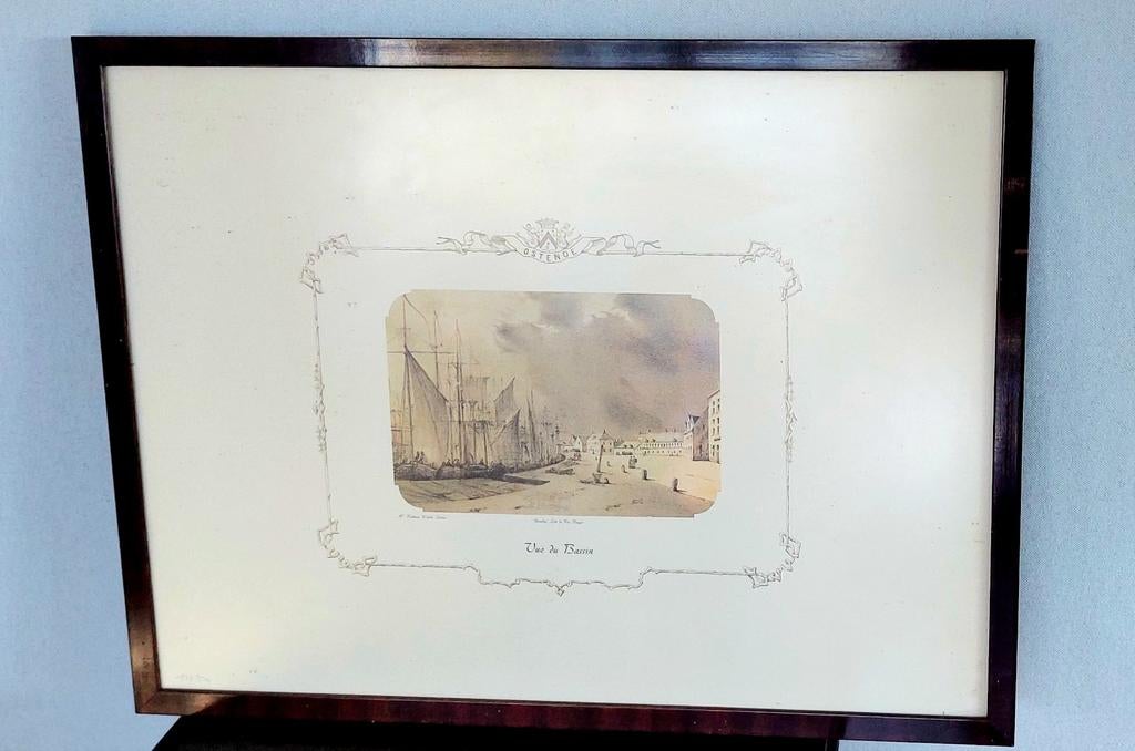 Estampe, lithographie « Vue du Basin » Ostende., Antiquités & Art, Enlèvement