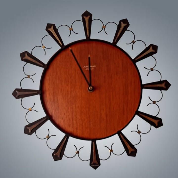 Horloge Murale Vintage mod Ato-Mat Junghans Germany 1960's, Maison & Meubles, Enlèvement, Horloge murale