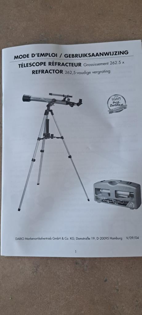 Telescoop refractor, Ophalen, Zo goed als nieuw, Instrumentstandaard