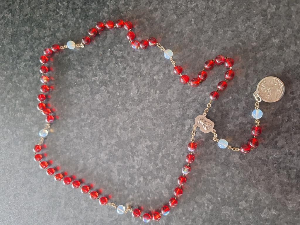 Rozenkrans Rosa Mystica met buidel, Antiek en Kunst, Antiek | Religieuze voorwerpen, Ophalen of Verzenden