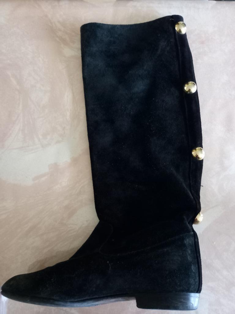 Bottes en daim noires 38, Enlèvement, Porté, Bottes hautes, Noir