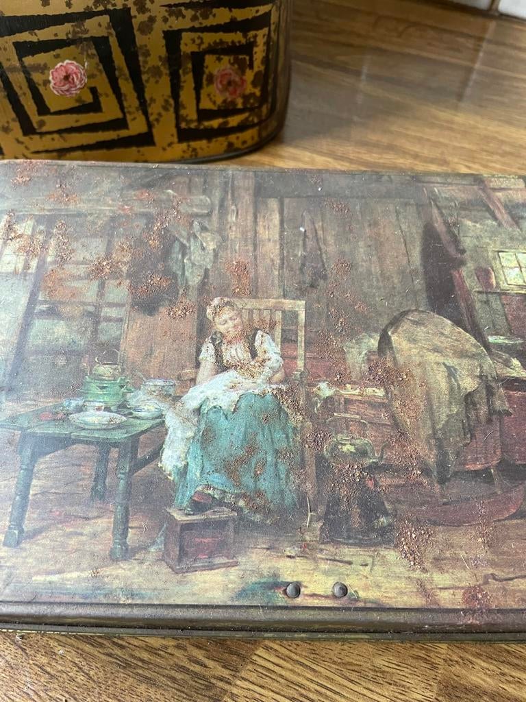 Blikken doos jacques chocolade, Verzamelen, Blikken, Ophalen, Gebruikt, Koek(jes)