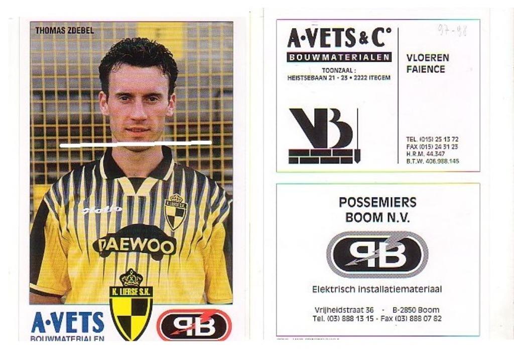 K.Lierse SK / 2 fotokaarten / Thomas Zdebel en Walter Simons, Verzenden, Zo goed als nieuw, Spelerskaart