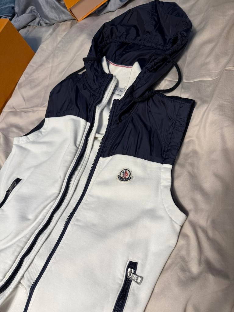 Moncler Maglia gilet - Wit/Marineblauw - Maat S - Origineel, Kleding | Heren, Bodywarmers, Ophalen of Verzenden, Zo goed als nieuw
