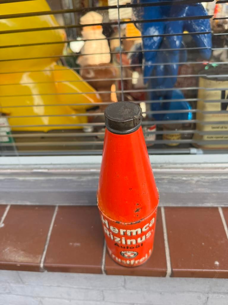 Conisch Hermca Rizinus Autoöl blik, Ophalen of Verzenden, Gebruikt, Verpakking