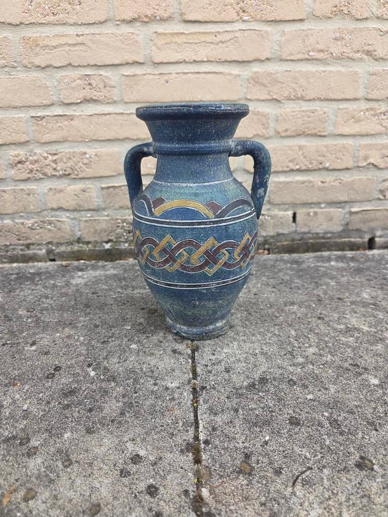 Vase en céramique vintage avec poignées - design rétro - 27,, Antiquités & Art, Antiquités | Vases, Enlèvement ou Envoi