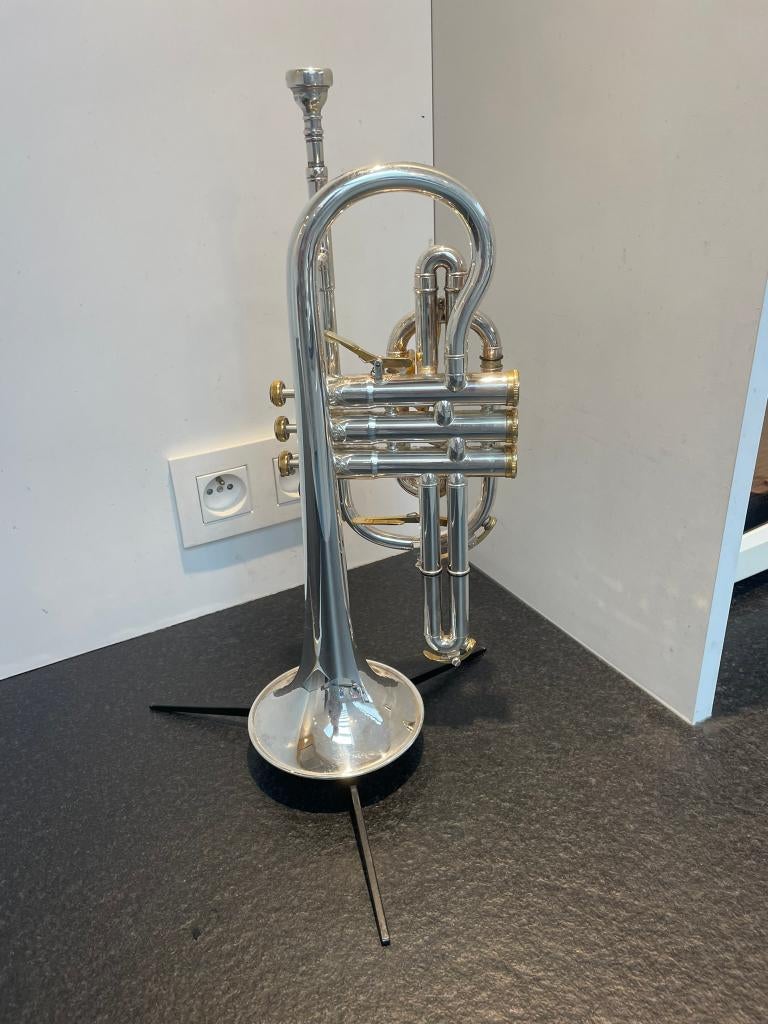 Cornet Besson Prestige Bb – Zilver | France | Topstaat, Muziek en Instrumenten, Blaasinstrumenten | Trompetten, Ophalen, Zo goed als nieuw