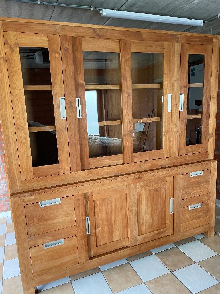 Teak vitrinekast, Huis en Inrichting, Ophalen, Zo goed als nieuw, Teakhout