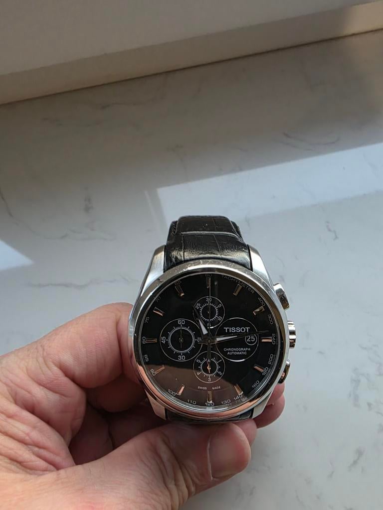 Montre Tissot, Leer, Staal, Polshorloge, Zo goed als nieuw