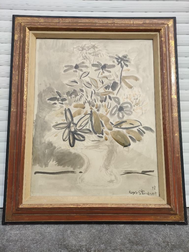 aquarelle fleurs signe Roger STANDAERT, Antiquités & Art, Art | Peinture | Classique, Enlèvement ou Envoi