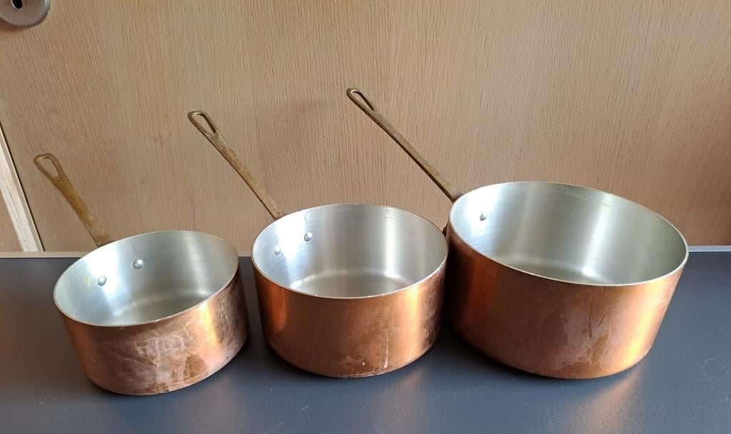 Koperen pannen 3stuks, Antiek en Kunst, Ophalen of Verzenden