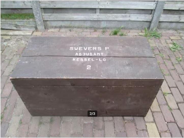 Magnifique grand coffre militaire rétro en bois, 110x54x55, Collections, Objets militaires | Général, Enlèvement, Caisse ou Géocache