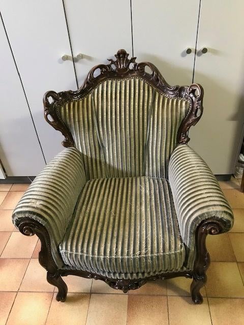 LOUIS XIV 3-zit zetel en 2x 1-zit zetel, Huis en Inrichting, Zetels | Zetels, Ophalen, Gebruikt, 150 tot 200 cm, Driepersoons