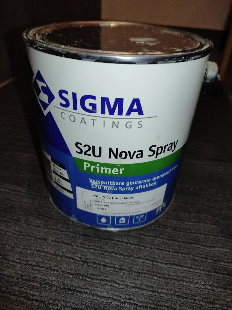 Sigma S2U Nova Spray Primer ral 7032 (kiezelgrijs) 2,5liter, Doe-het-zelf en Bouw, Minder dan 5 liter, Ophalen of Verzenden, Nieuw