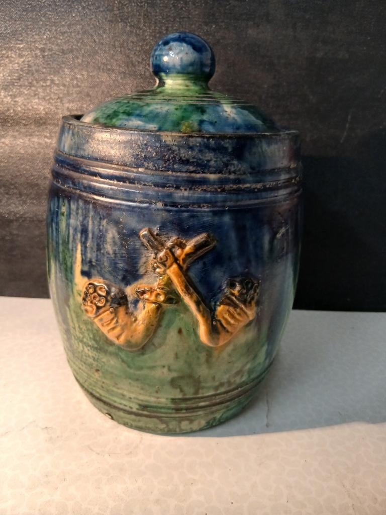 Vlaams aardewerk tabakspot 2 pijpen, Antiek en Kunst, Ophalen