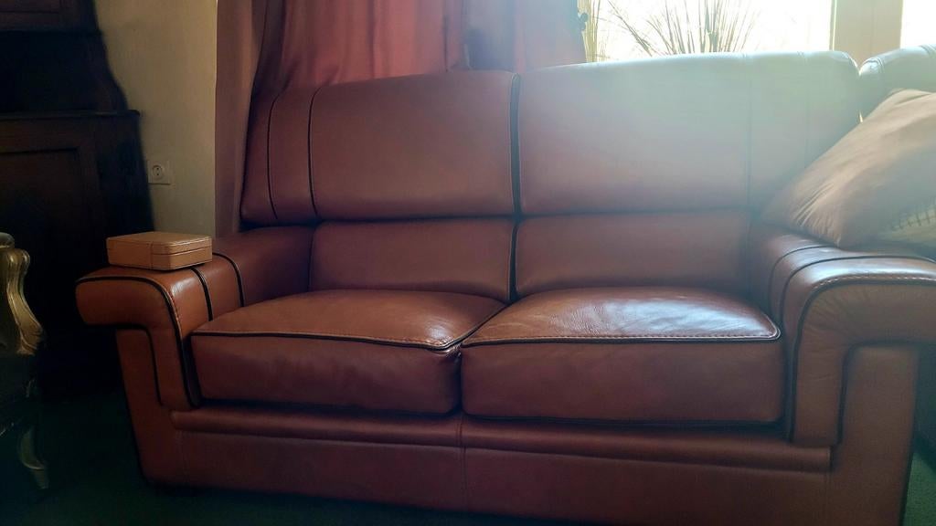 Leren zetelset, Huis en Inrichting, Zetels | Complete zithoeken, Ophalen