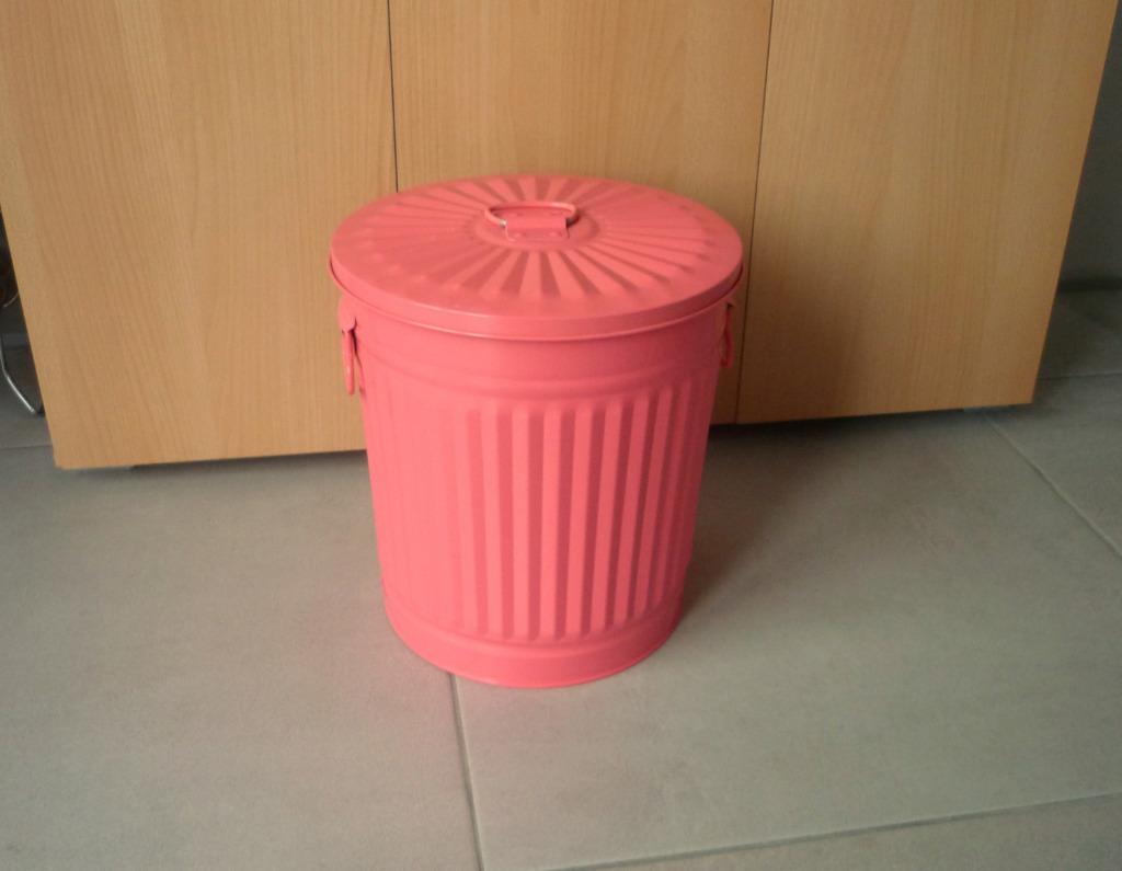 Koraalroze fluo fuchsia gegalvaniseerde metalen vuilbak 18L, Ophalen of Verzenden