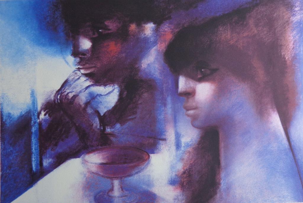 ROGER SOMVILLE / APERO TIME / KLEURZEEFDRUK / 60x79cm / SIG, Antiquités & Art, Art | Lithographies & Sérigraphies, Enlèvement ou Envoi