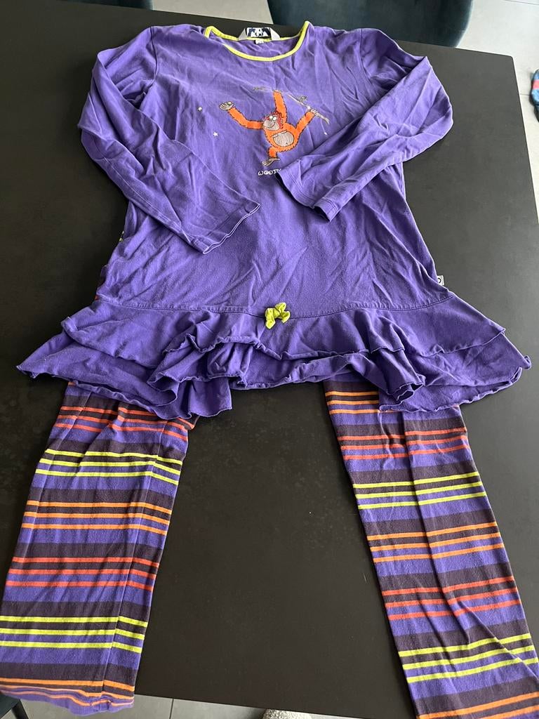 Woody paarse pyjama met aap maat 152. Zeer goede staat., Nacht- of Onderkleding, Gebruikt, Meisje, Ophalen of Verzenden