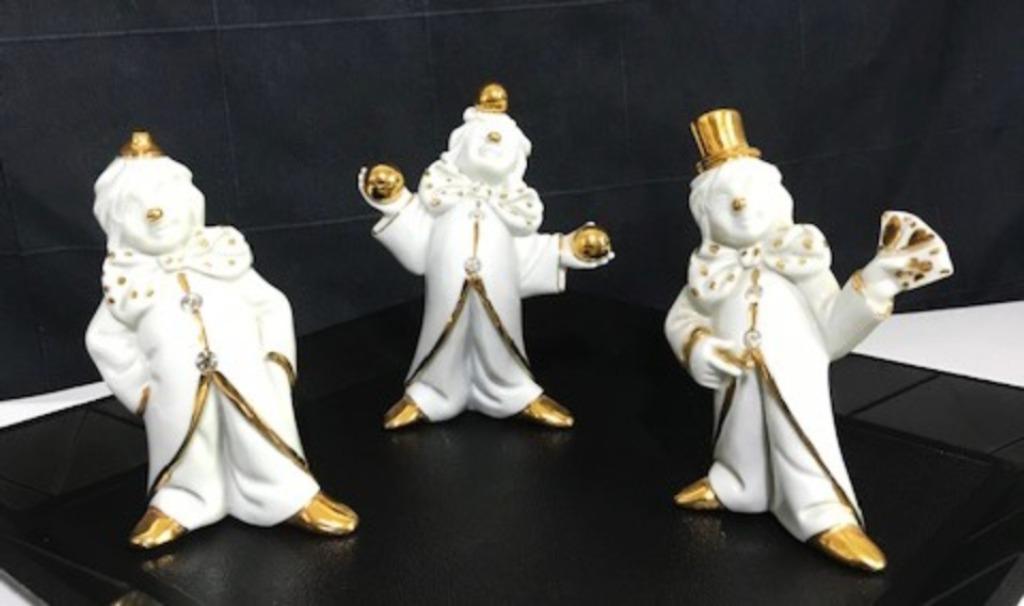 Swarovski Capodimonte porselein clown beeld 3 stuks✨😍💑👌, Antiek en Kunst, Handgemaakt, Art nouveau, Ophalen of Verzenden, Beeld