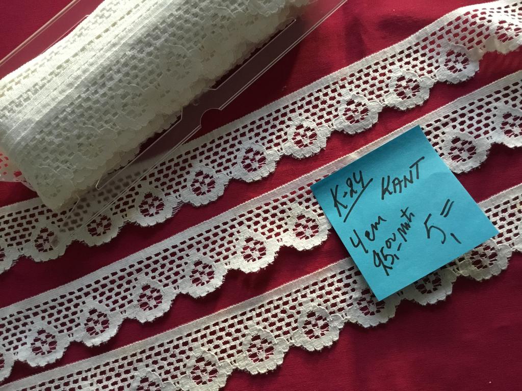 Kant wit4 cm K-24, haspel 25 meter voor 5,00, Hobby en Vrije tijd, Ophalen of Verzenden, Zo goed als nieuw, Kant