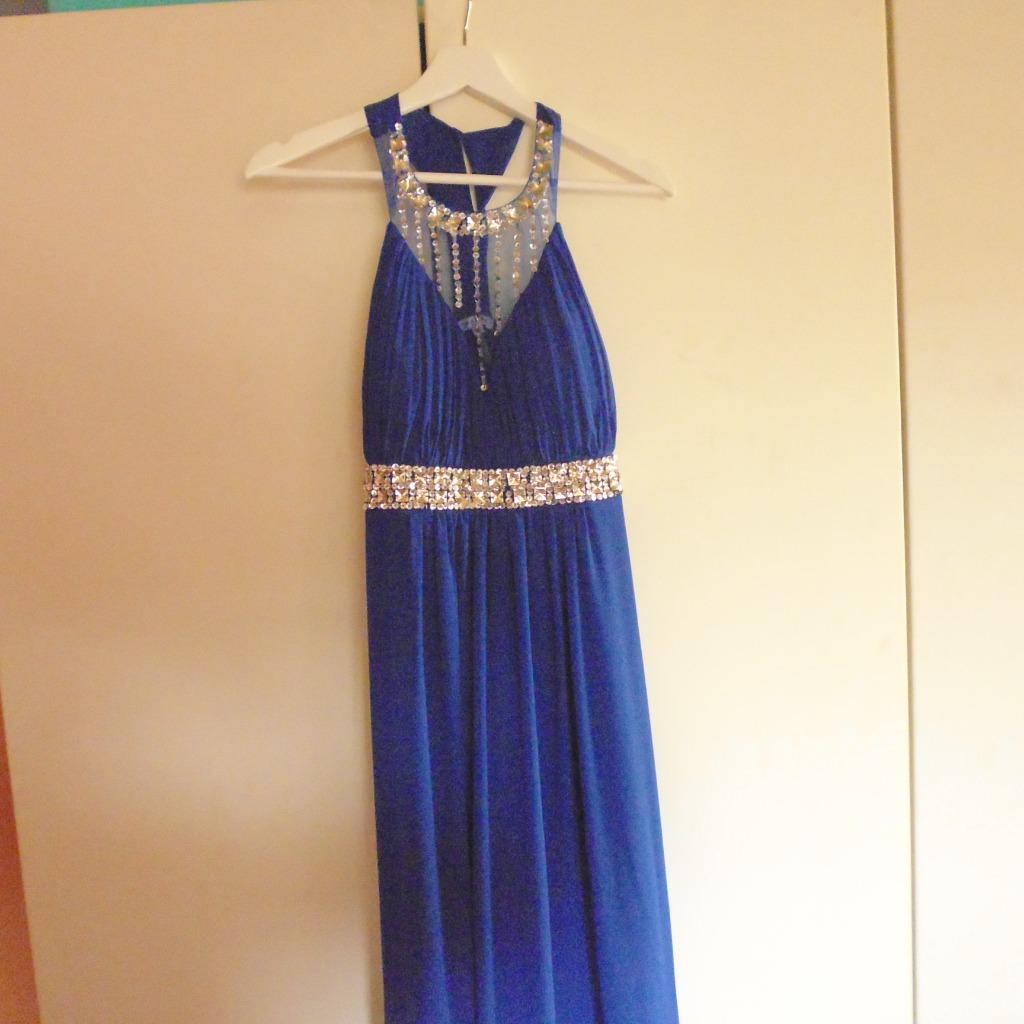 Blauwe galajurk weinig gedragen smal, Galajurk, Blauw, Ophalen of Verzenden, Maat 36 (S)