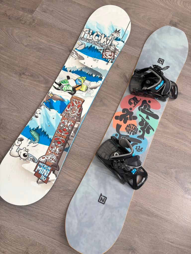 snowboard pour enfants (nitro116cm et flow110cm), Sports & Fitness, Snowboard, Comme neuf, Planche, Enlèvement