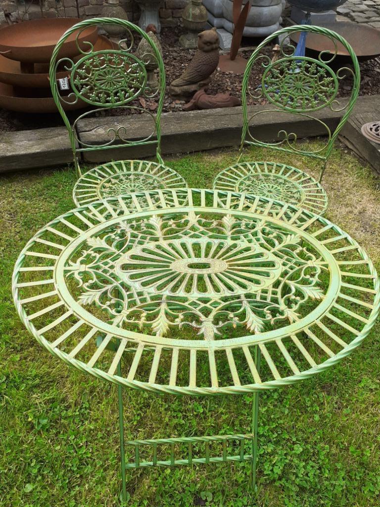 Tuinset, 2 stoelen en opklapbare tafel in smeedijzer en f, Tuin en Terras, Ophalen, Nieuw