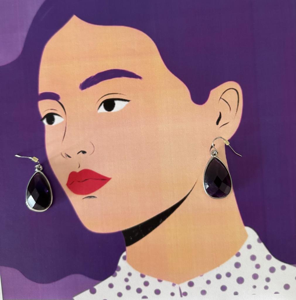 Purple drop earrings, Overige materialen, Paars, Ophalen of Verzenden, Hangers