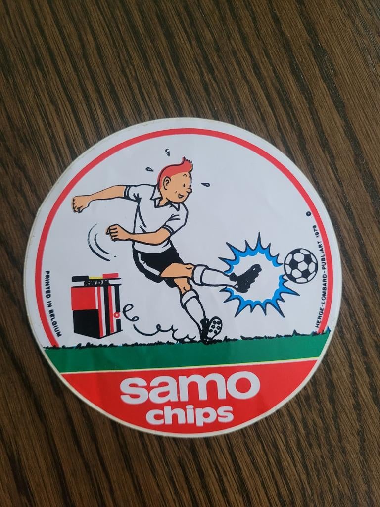 Oude sticker Samo Chips Kuifje 1979, Ophalen of Verzenden