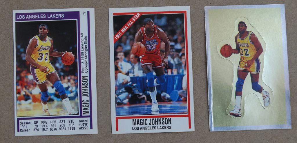 Magic Johnson NBA basketball '91-'92  3 autocollants PANINI, Envoi, Comme neuf, Autres types