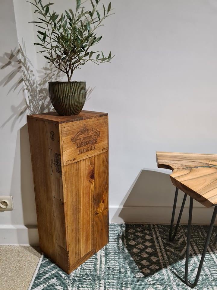 Rustieke Plantentafel van Wijnkisten - Handgemaakt, Huis en Inrichting, Ophalen, Minder dan 50 cm, Nieuw, Minder dan 100 cm