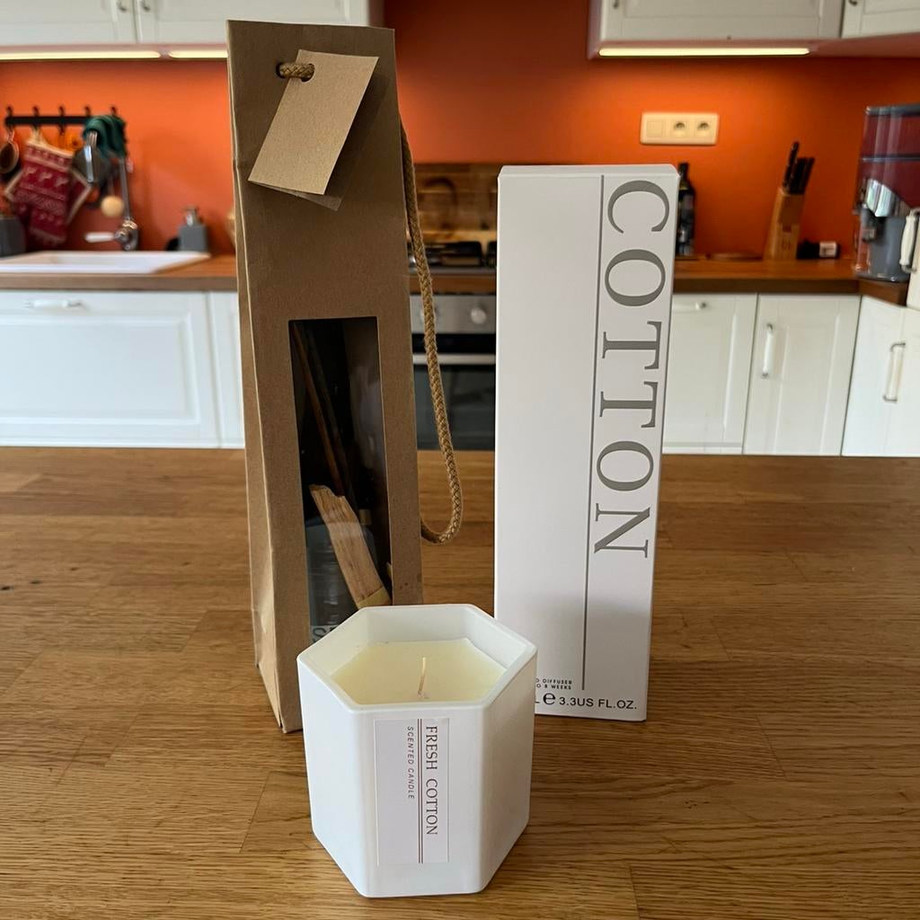 Bougie + Diffuseur Parfum d’Intérieur - Primark Home Cotton, Maison & Meubles, Accessoires pour la Maison | Bougeoirs & Bougies