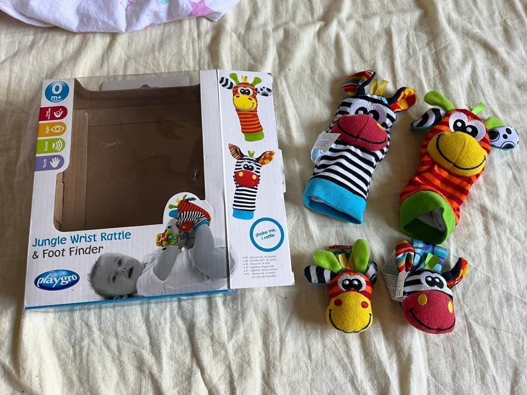 Playgro jungle voet- en polsrammelaars, Ophalen, Zo goed als nieuw, Rammelaar