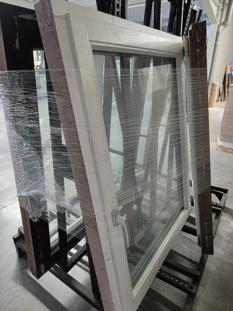 Afzelia houten ramen draai en kip, Ophalen, Gevelraam of Ruit, Gebruikt, 80 tot 120 cm