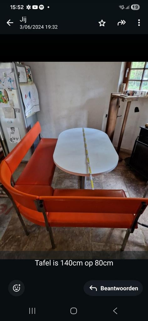 Tafel met bank, Ophalen, Minder dan 50 cm, Gebruikt, Overige kleuren