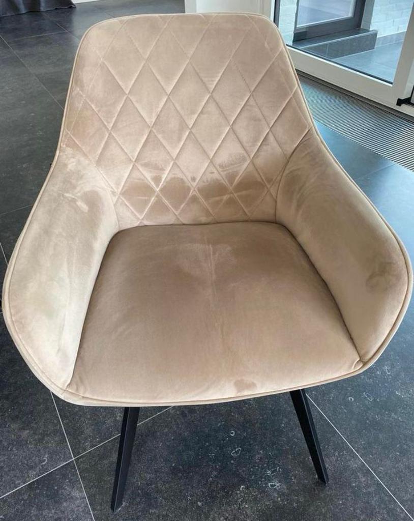 4 stuks Eetafelstoel Velvet Champagne Nieuw, Huis en Inrichting, Stoelen, Ophalen, Nieuw, Vier