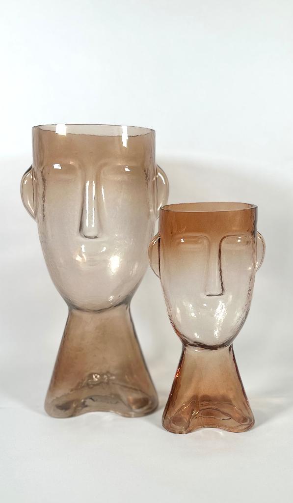 Design vaas met gezicht van glas – stijlvolle woondecoratie, Huis en Inrichting, Woonaccessoires | Vazen, Overige kleuren, Verzenden