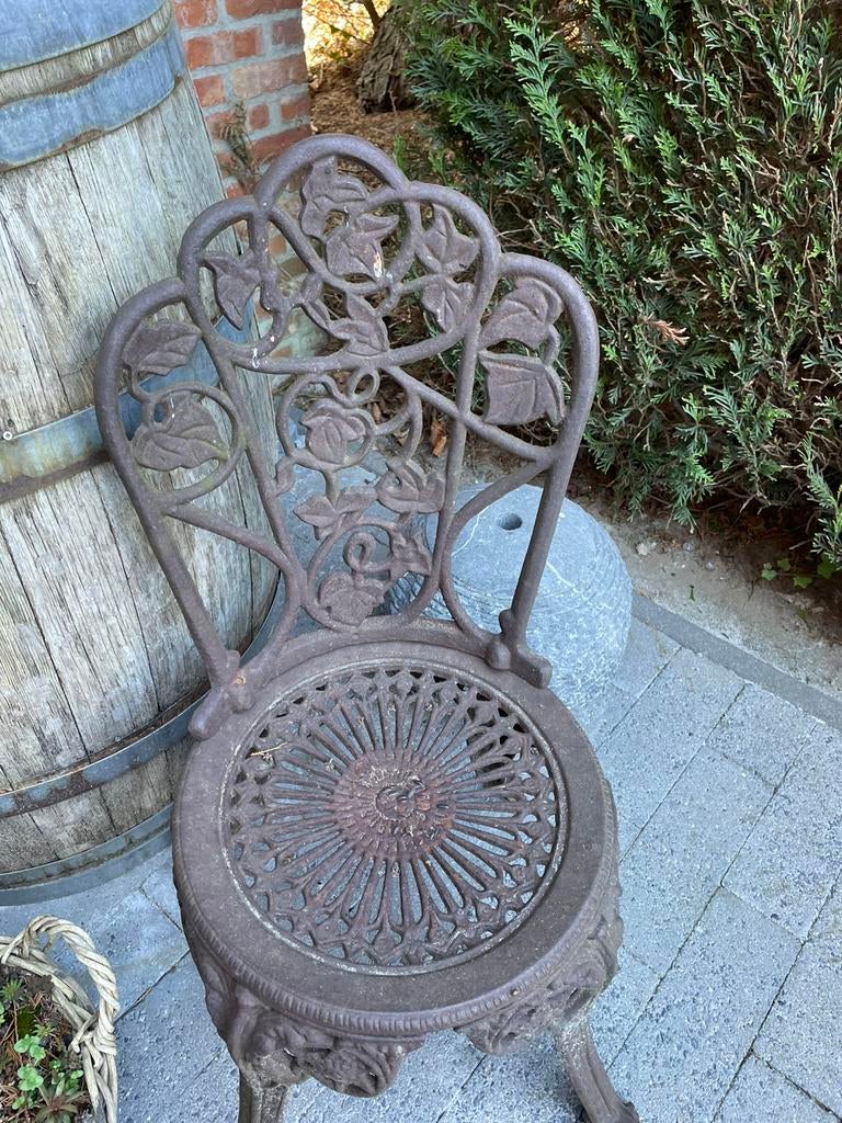 Tuinstoel, giet ijzer, roest ijzer, Tuin en Terras, Ophalen, Gebruikt