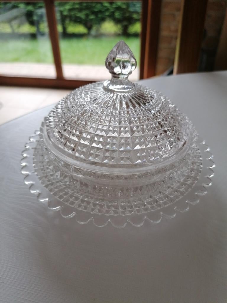 Beurrier vintage en cristal Diamond point, Enlèvement