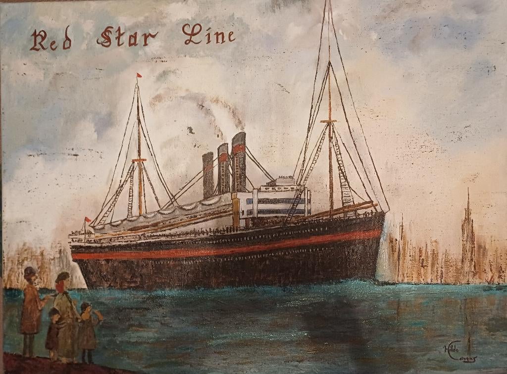 Schilderij 'Red Star Line', olieverf, nieuw., Ophalen