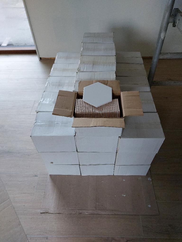 25 m² Hexagon tegels Terre d’Azur – wit mat, Doe-het-zelf en Bouw, Tegels, Ophalen, Nieuw, Minder dan 20 cm, Minder dan 20 cm