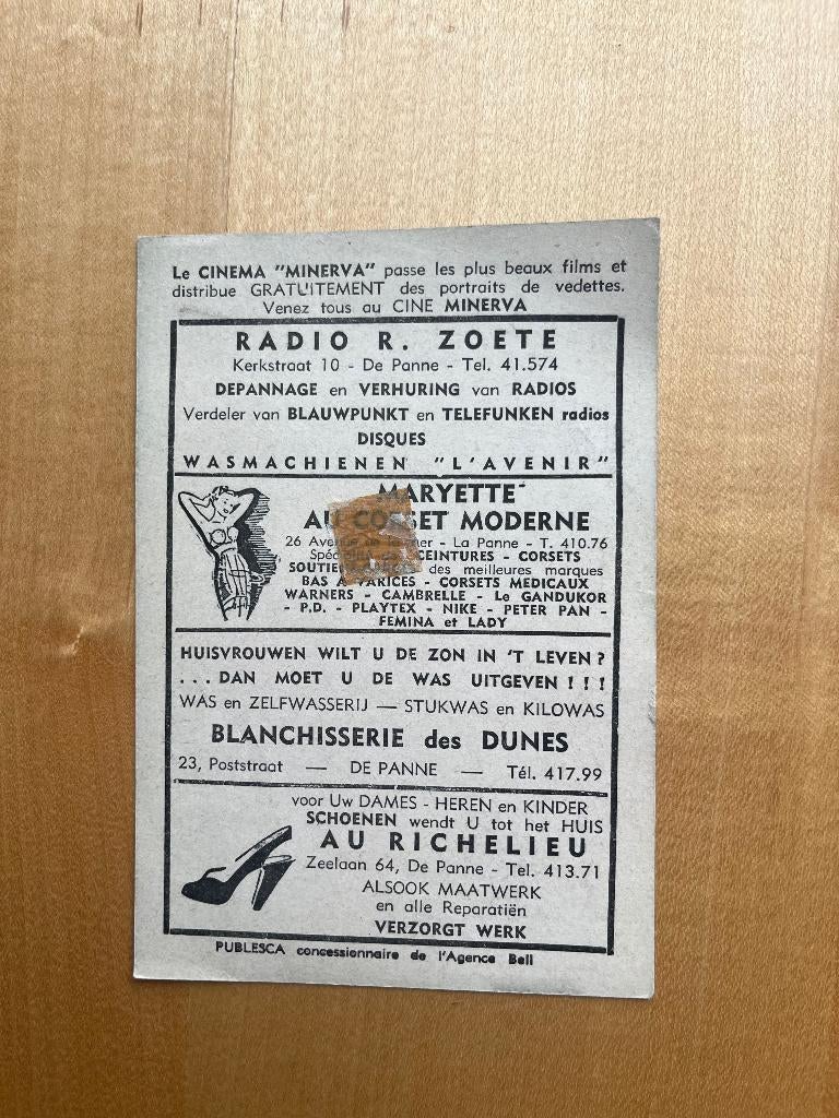Prent filmster Alan Ladd-Cinema Minerva -De Panne, Envoi, Utilisé, Film, Photo ou Carte