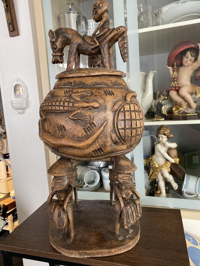 bol de présentation en bois sculpté à la main Senufo 60cm, Antiquités & Art, Art | Art non-occidental, Enlèvement ou Envoi