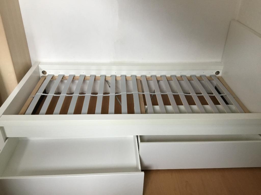 Bed 90x200, lattenbodem en 2 lades, Ophalen, Gebruikt, 90 cm, Eenpersoons