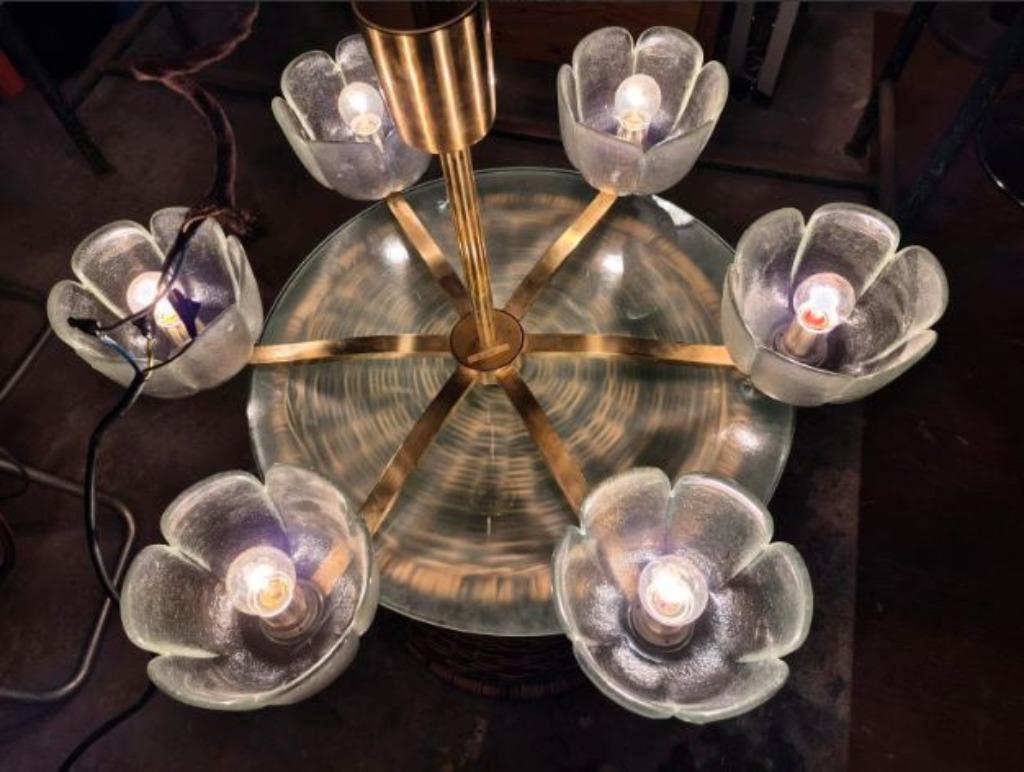 vintage Kalmar Murano kroonluchter, Huis en Inrichting, Lampen | Kroonluchters, Zo goed als nieuw, Glas, Metaal, Ophalen