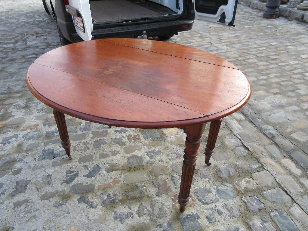 Table ronde ancienne vintage sixties avec rallonge en bois, Antiquités & Art, Antiquités | Meubles | Tables, Enlèvement